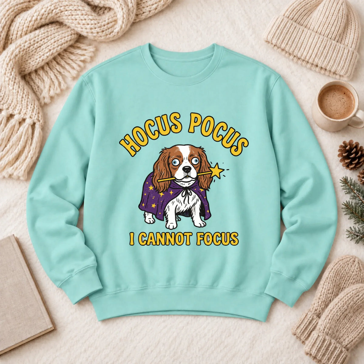 Custom Cavalier ADHD Hocus Pocus Unisex Sweatshirt 1466 LW Sweatshirt Light Chalky Mint