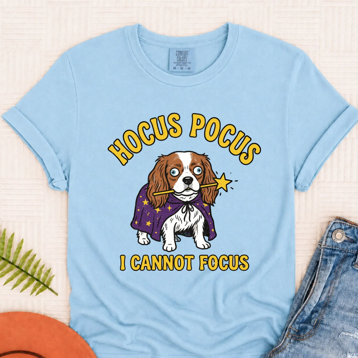 Custom Cavalier ADHD Hocus Pocus Unisex TShirt Monster Light 1717 Chambray