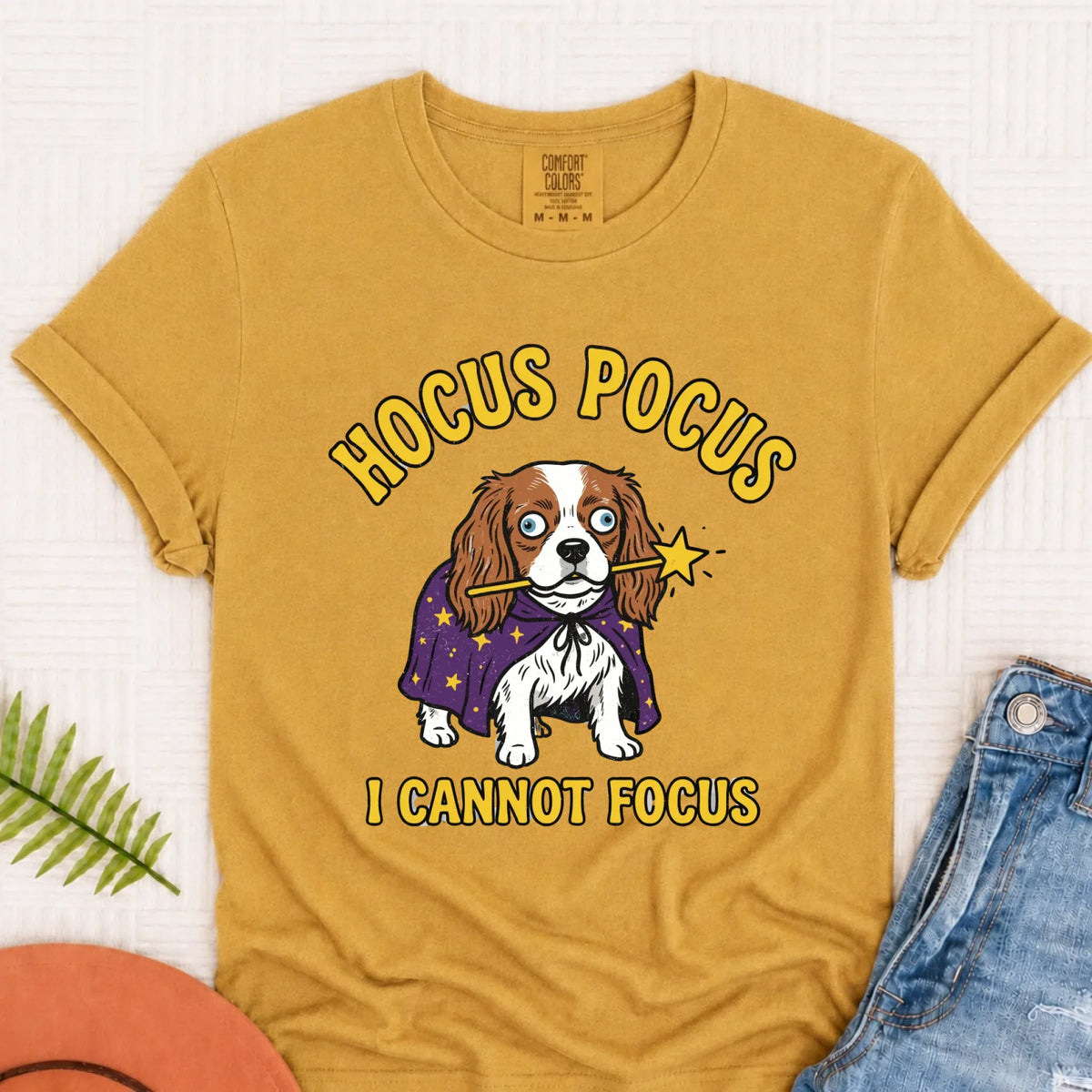 Custom Cavalier ADHD Hocus Pocus Unisex TShirt Monster Light 1717 Mustard