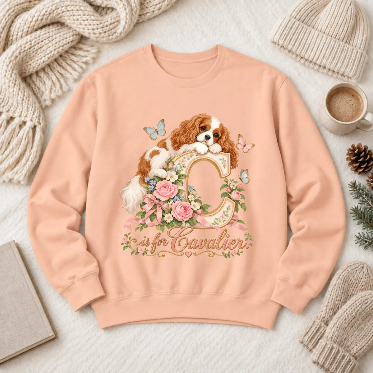 Customizer 1466 LW Sweatshirt Light / Peachy / S Custom Cavalier Alphabet Garden Unisex Sweatshirt