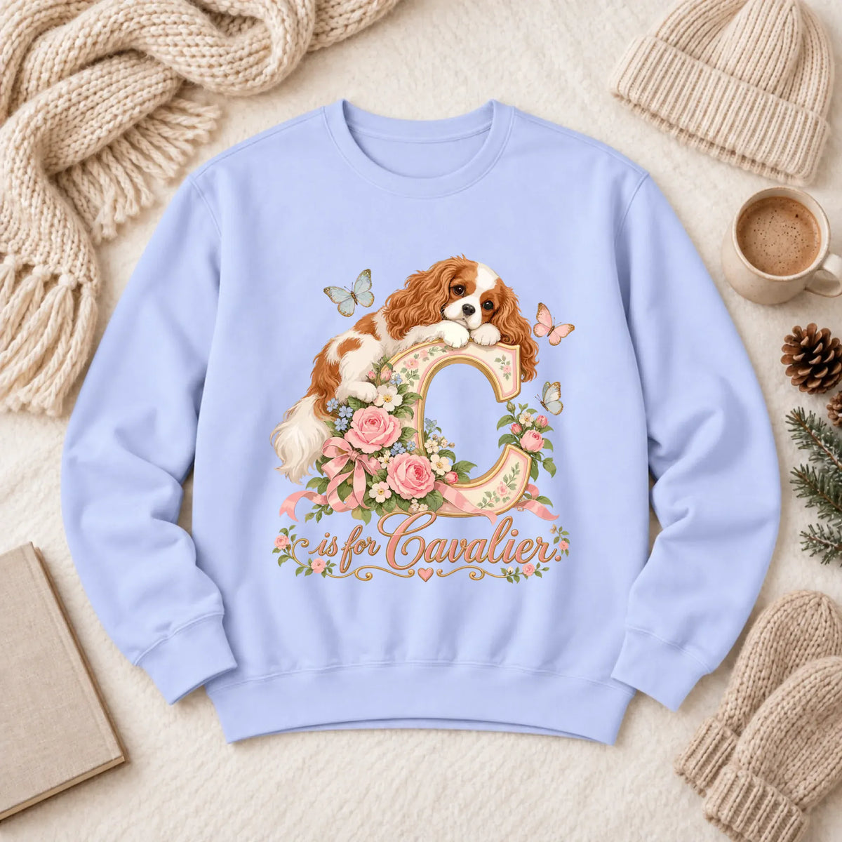 Customizer 1466 LW Sweatshirt Light / Hydrangea / S Custom Cavalier Alphabet Garden Unisex Sweatshirt