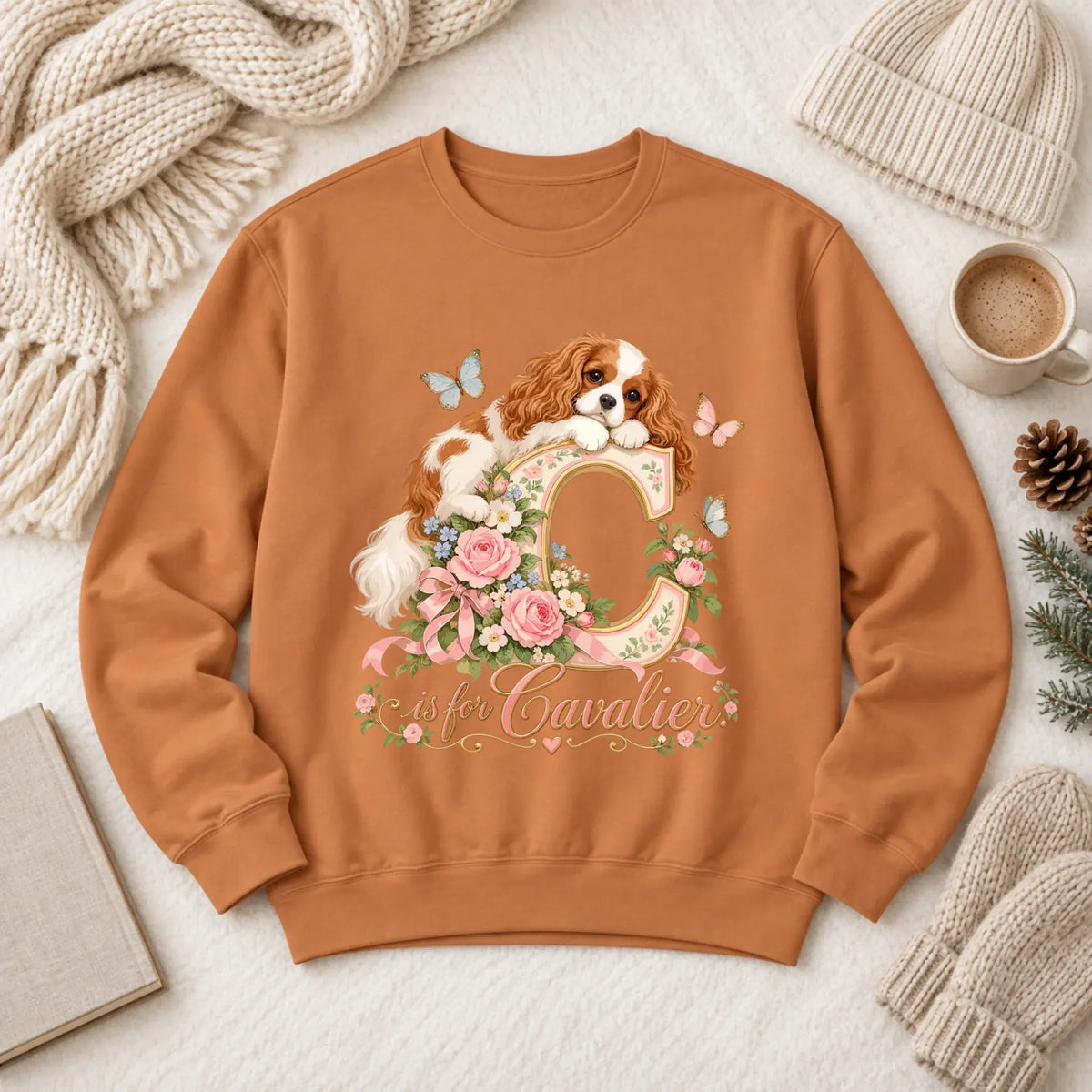 Customizer 1466 LW Sweatshirt Dark / Yam / S Custom Cavalier Alphabet Garden Unisex Sweatshirt