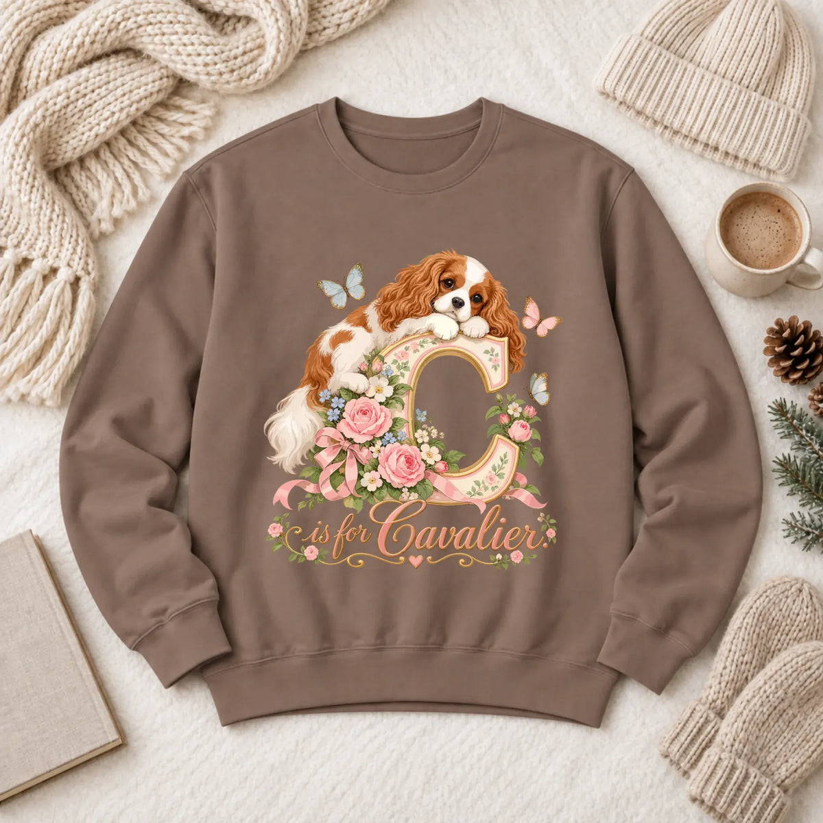Customizer 1466 LW Sweatshirt Dark / Espresso / S Custom Cavalier Alphabet Garden Unisex Sweatshirt