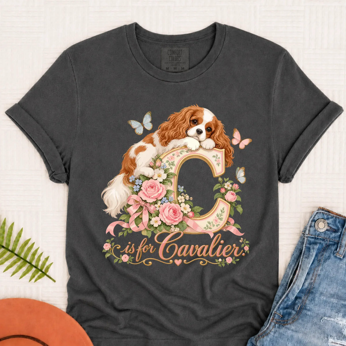 Customizer Monster Dark 1717 / Pepper / S Custom Cavalier Alphabet Garden Unisex TShirt