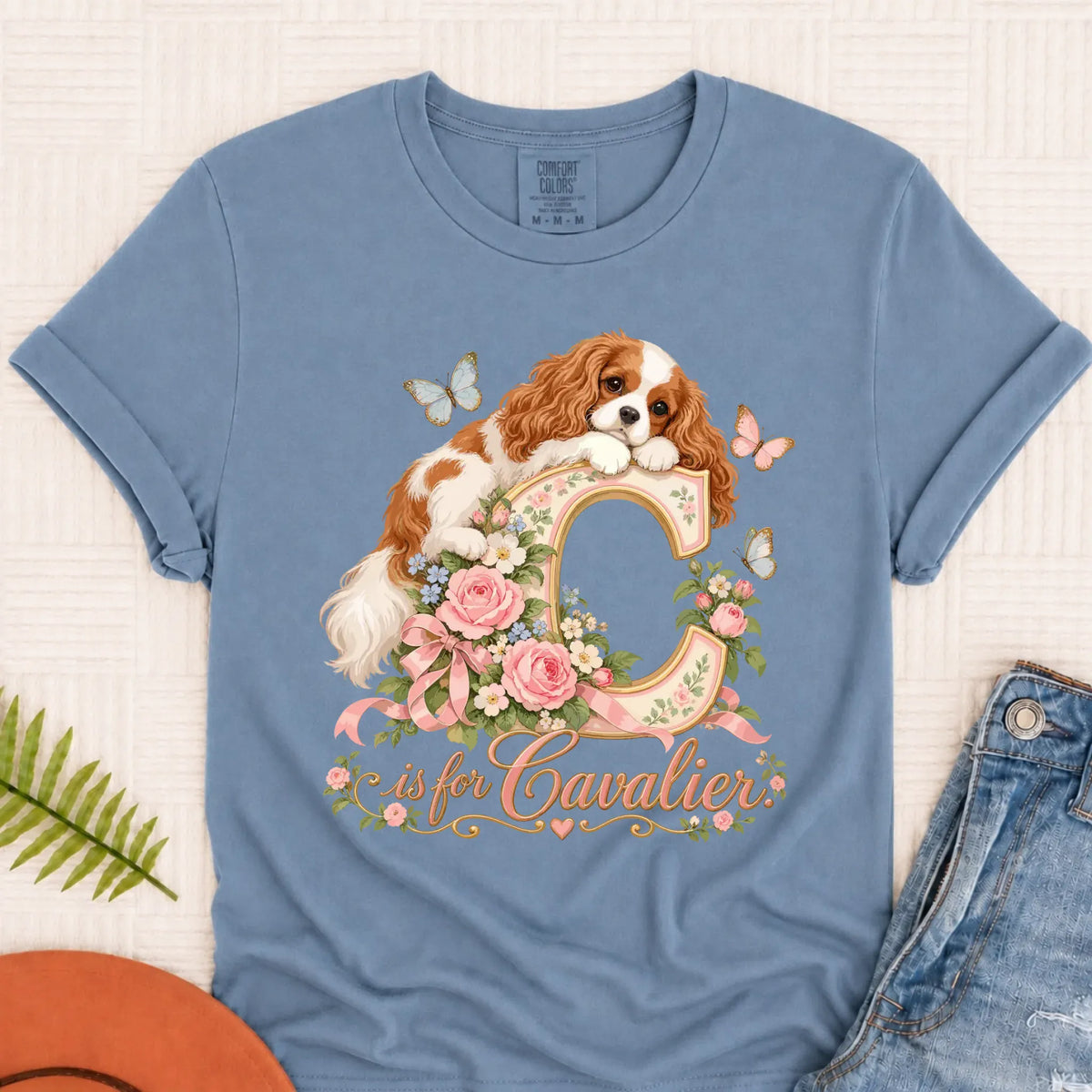 Customizer Monster Dark 1717 / Blue Jean / S Custom Cavalier Alphabet Garden Unisex TShirt
