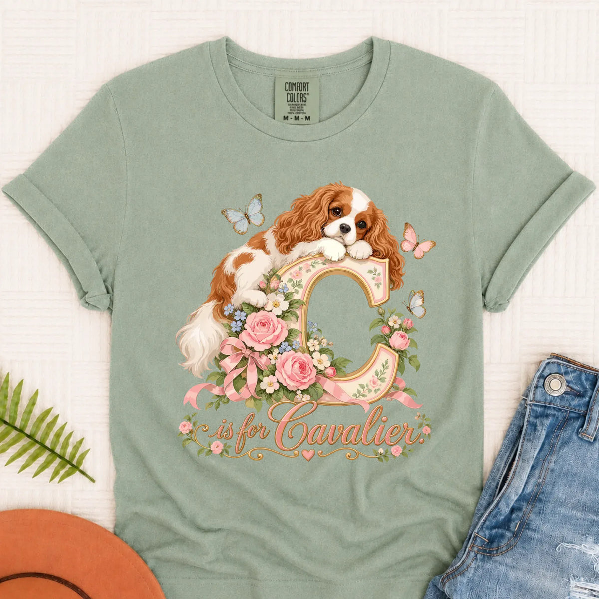 Customizer Monster Light 1717 / Bay / S Custom Cavalier Alphabet Garden Unisex TShirt