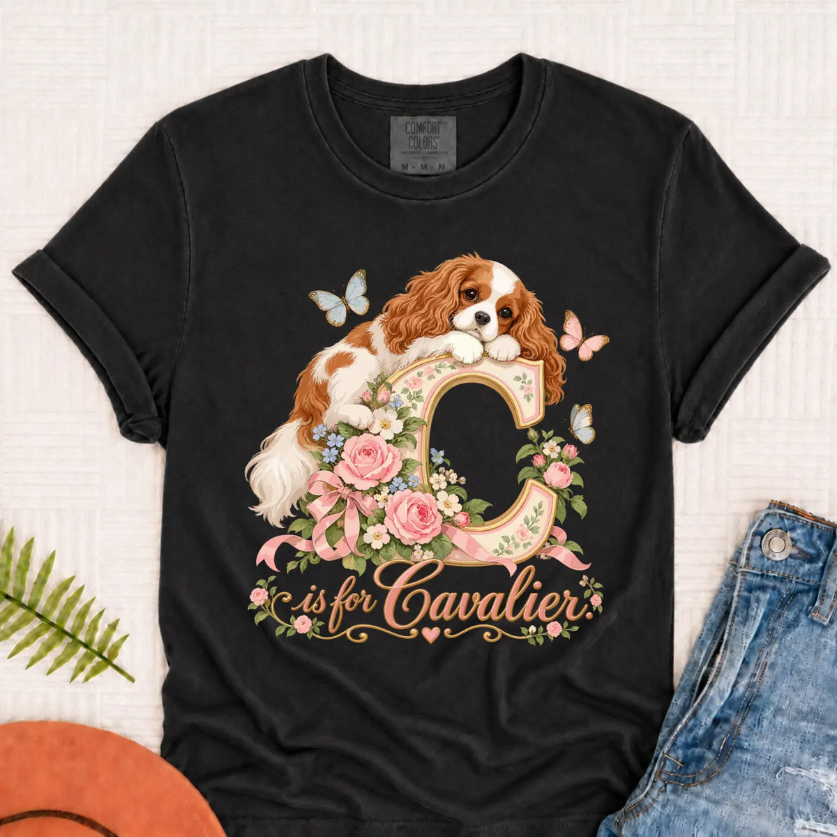 Customizer Monster Dark 1717 / Graphite / S Custom Cavalier Alphabet Garden Unisex TShirt