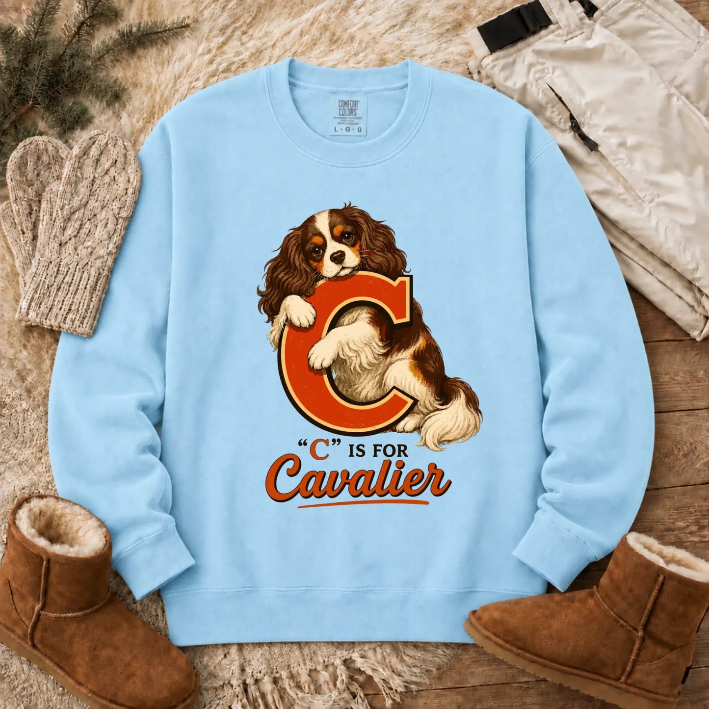 Custom Cavalier Alphabet Unisex Sweatshirt Chambray