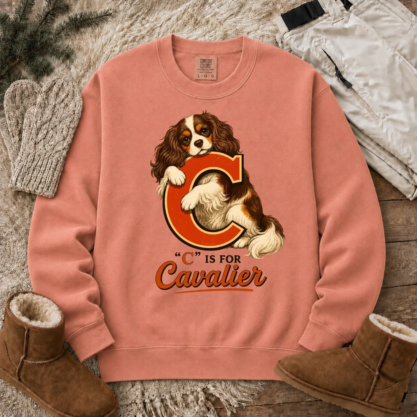 Custom Cavalier Alphabet Unisex Sweatshirt Terracotta