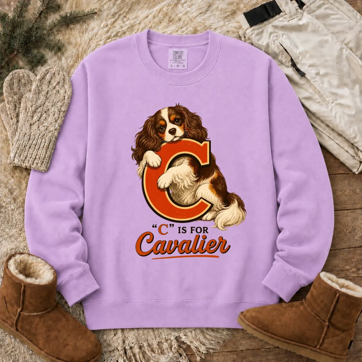 Custom Cavalier Alphabet Unisex Sweatshirt Orchid