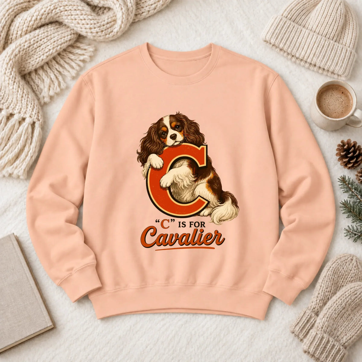 Custom Cavalier Alphabet Unisex Sweatshirt Peachy