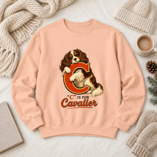 Custom Cavalier Alphabet Unisex Sweatshirt Peachy