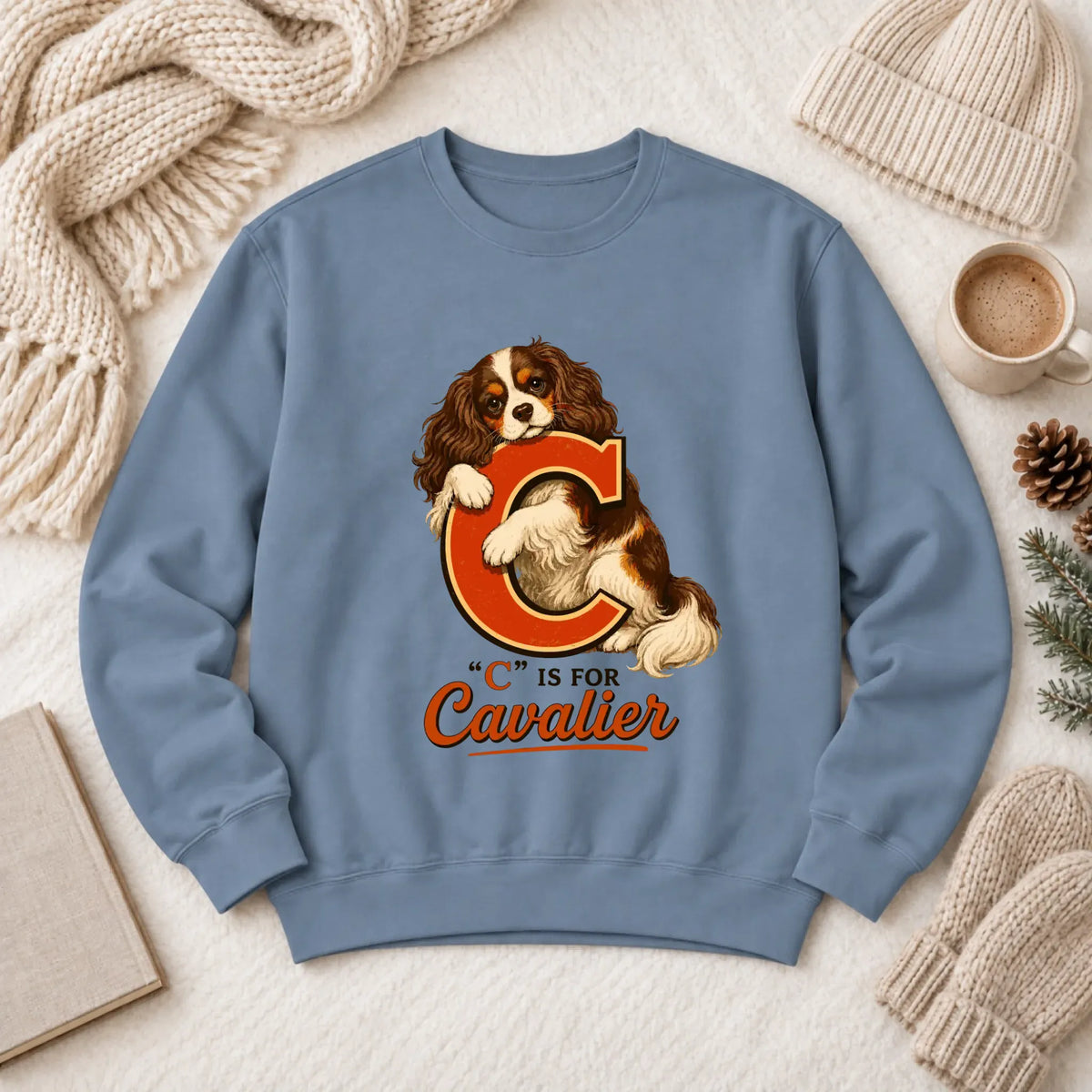 Custom Cavalier Alphabet Unisex Sweatshirt Blue Jean