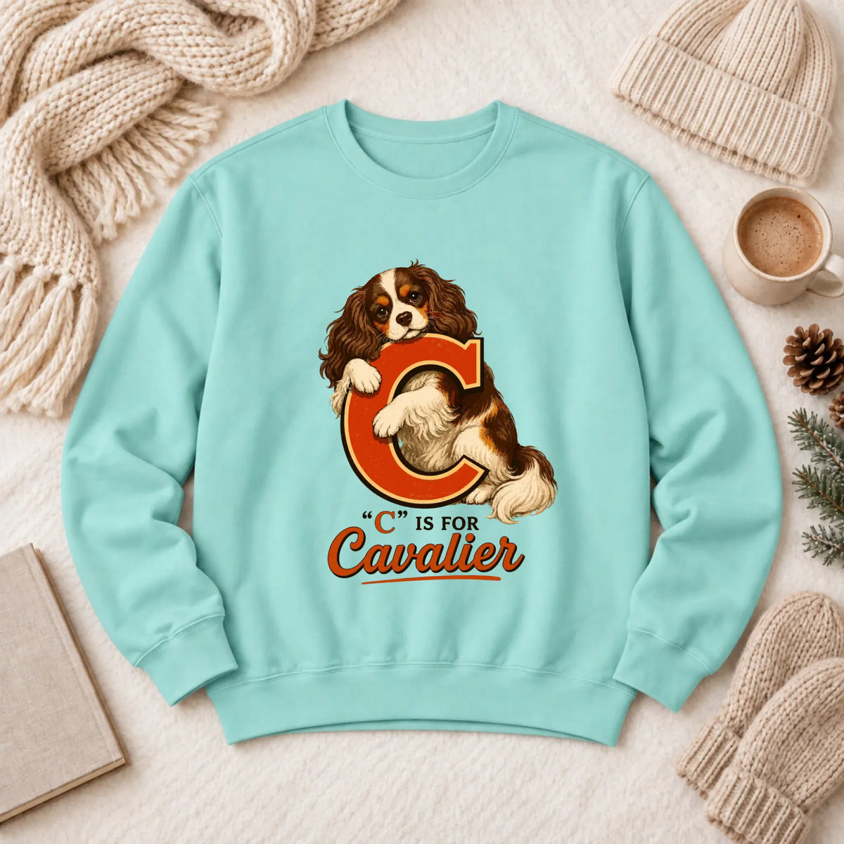 Custom Cavalier Alphabet Unisex Sweatshirt Chalky Mint