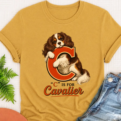 T-Shirt Mustard / S Custom Cavalier Alphabet Unisex TShirt