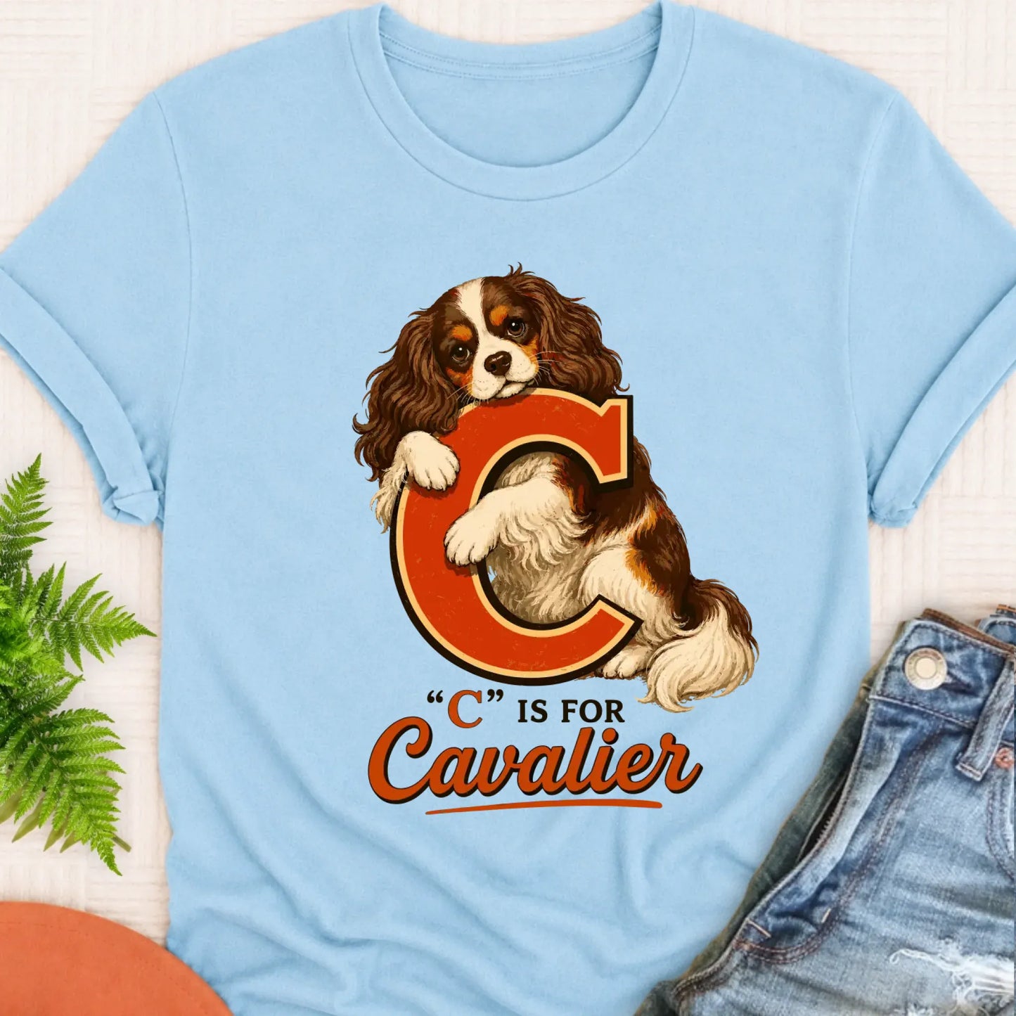 T-Shirt Chambray / S Custom Cavalier Alphabet Unisex TShirt