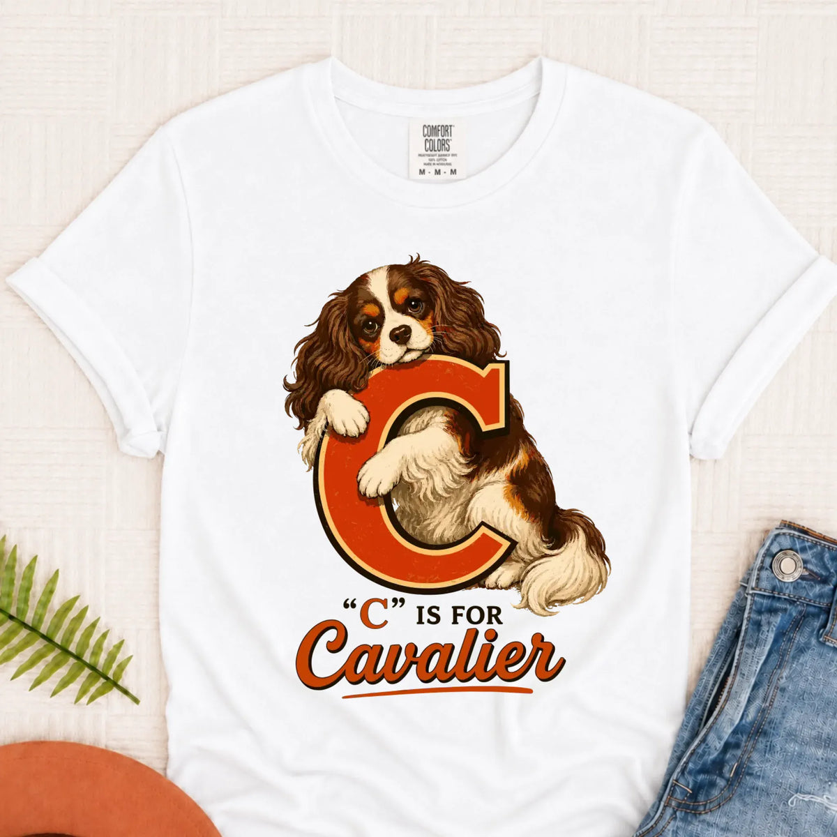 Custom Cavalier Alphabet Unisex TShirt White