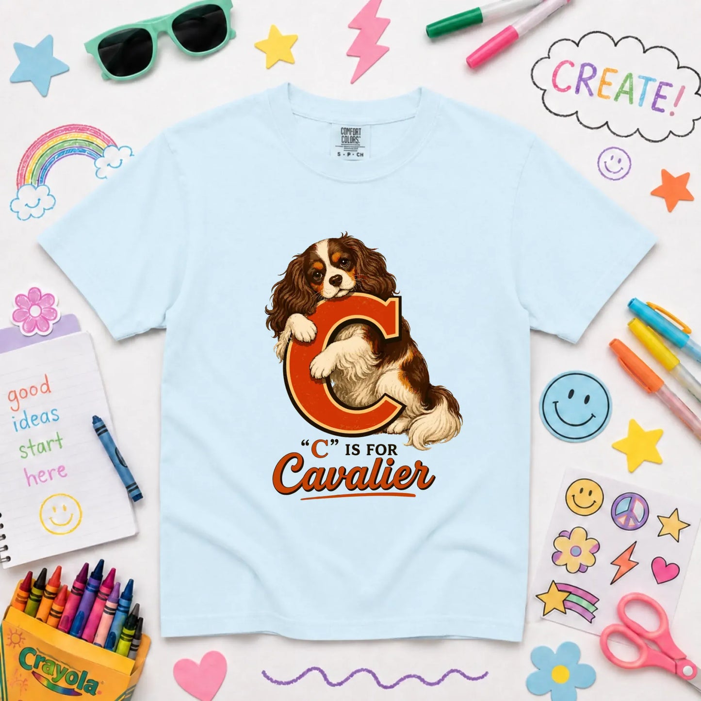 Custom Cavalier Alphabet Unisex Youth TShirt Chambray
