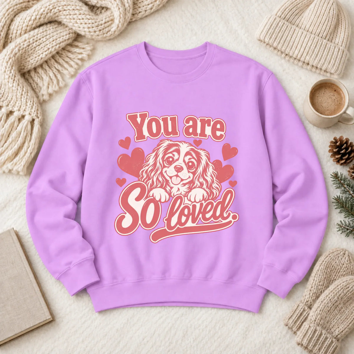 Sweatshirt Neon Violet / S Custom Cavalier Always Loved Unisex Sweatshirt