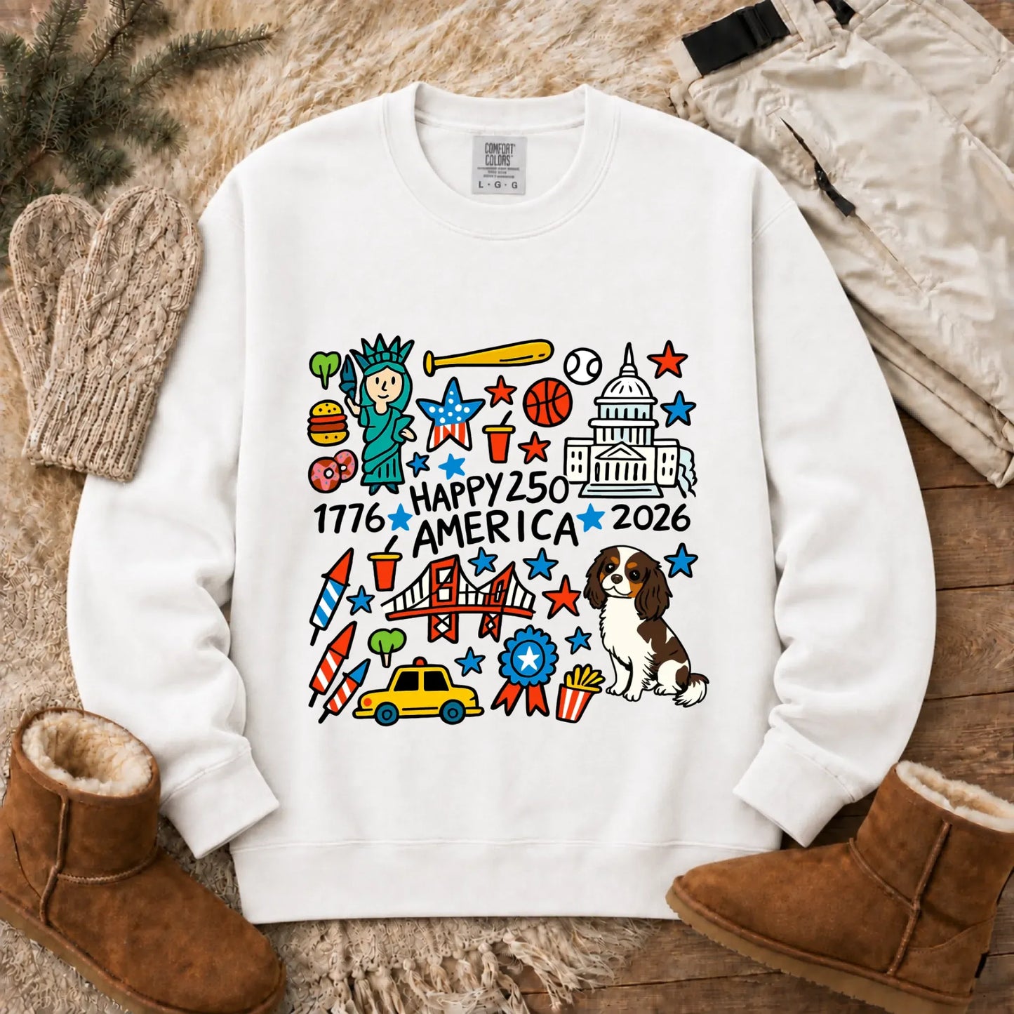 Sweatshirt White / S Custom Cavalier America 250th Birthday Unisex Sweatshirt