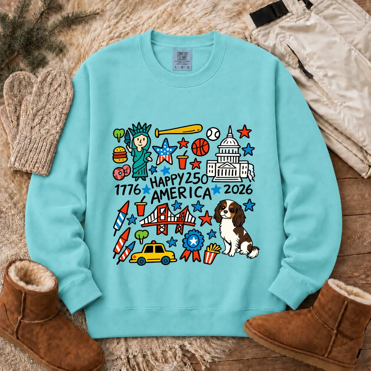 Sweatshirt Chalky Mint / S Custom Cavalier America 250th Birthday Unisex Sweatshirt