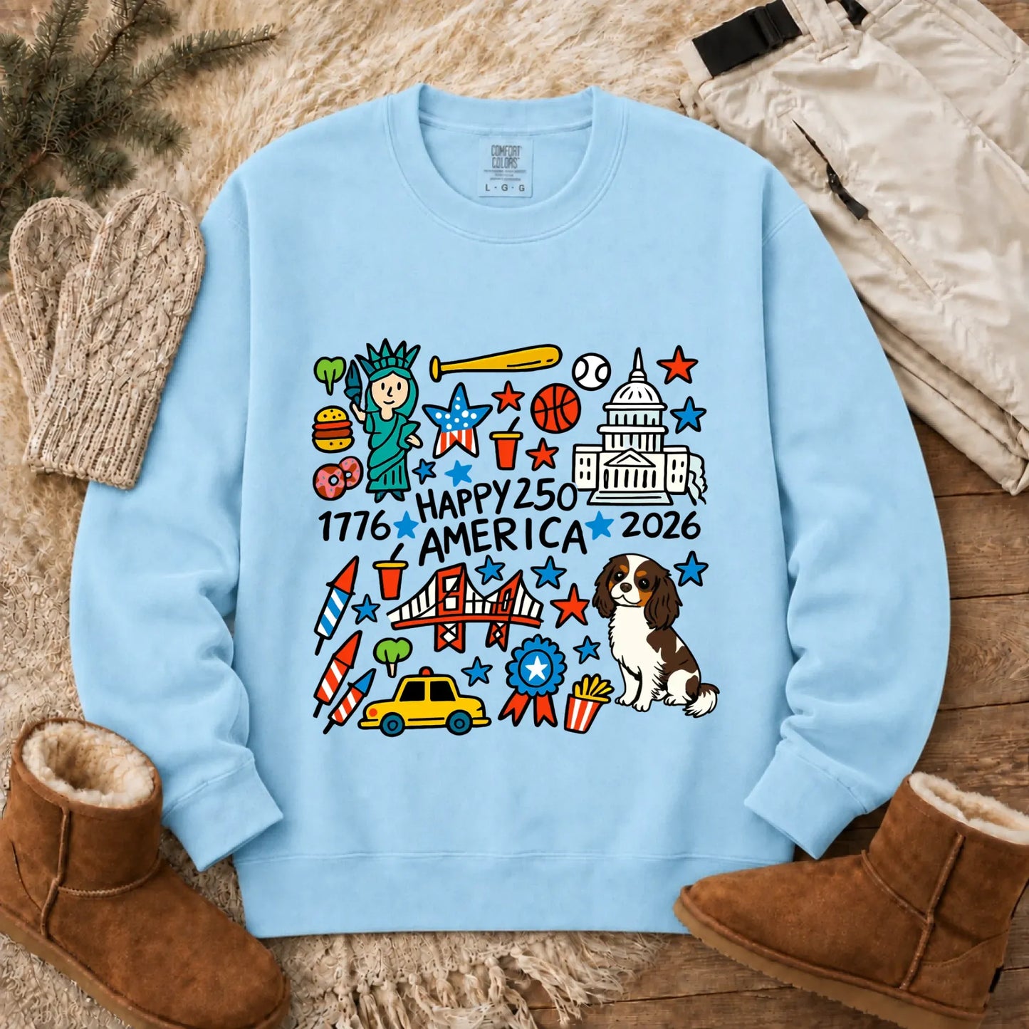 Sweatshirt Chambray / S Custom Cavalier America 250th Birthday Unisex Sweatshirt