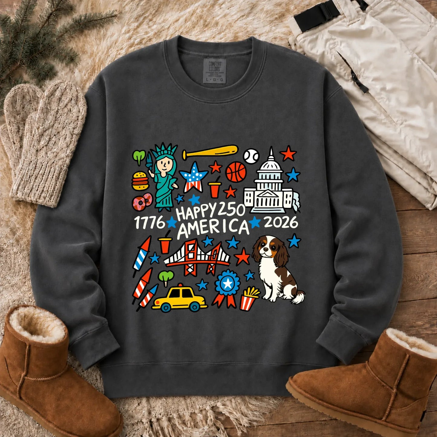 Sweatshirt Pepper / S Custom Cavalier America 250th Birthday Unisex Sweatshirt
