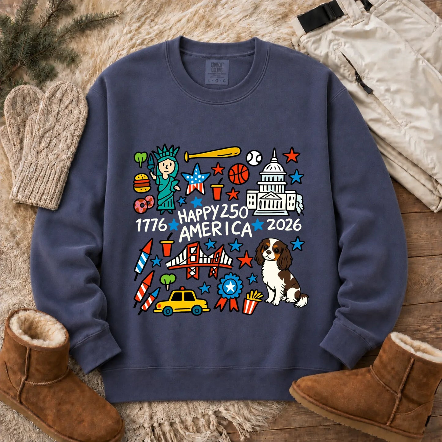 Sweatshirt Denim / S Custom Cavalier America 250th Birthday Unisex Sweatshirt