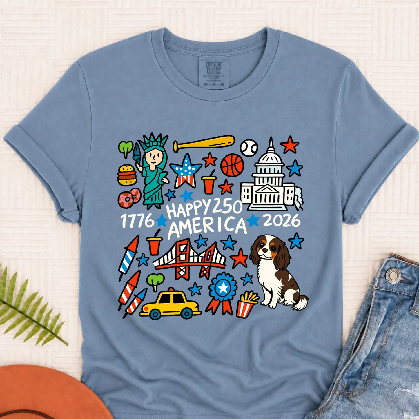 T-Shirt Blue Jean / S Custom Cavalier America 250th Birthday Unisex TShirt
