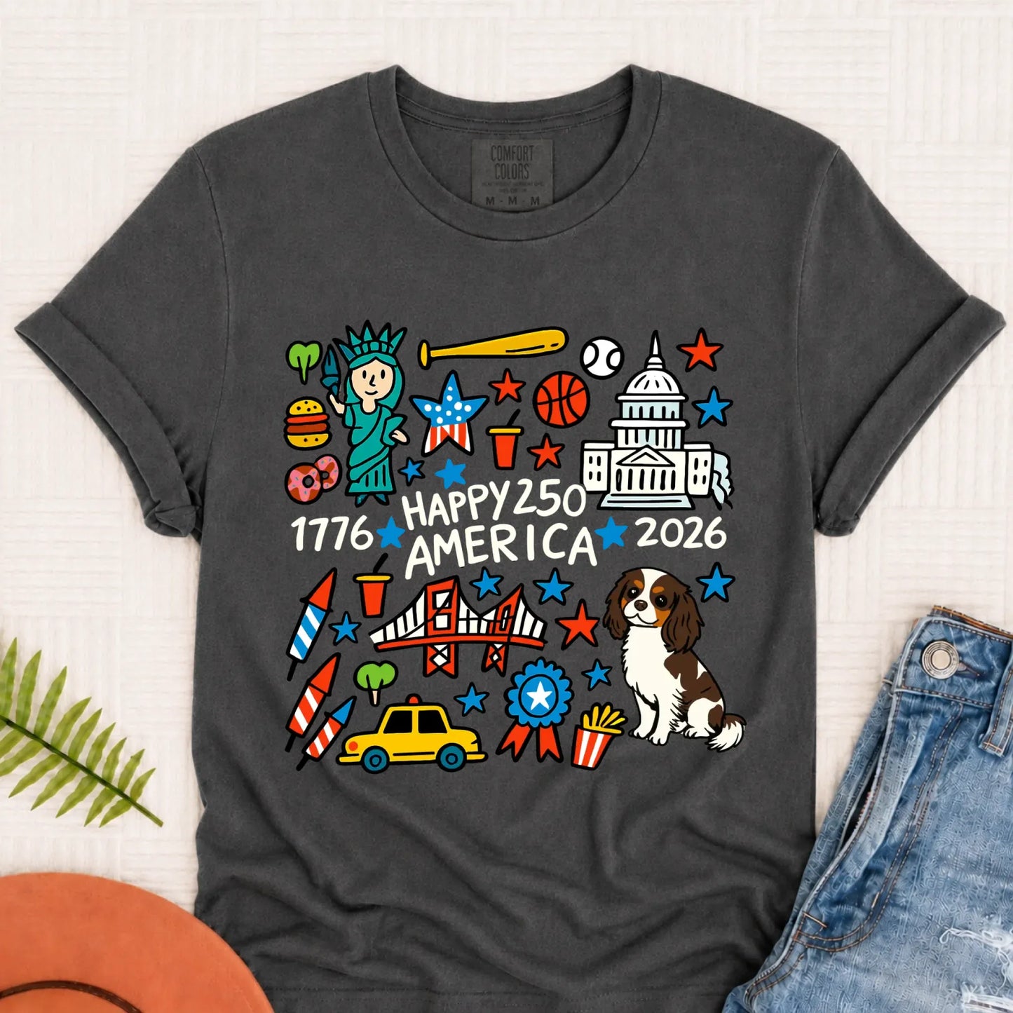 T-Shirt Pepper / S Custom Cavalier America 250th Birthday Unisex TShirt