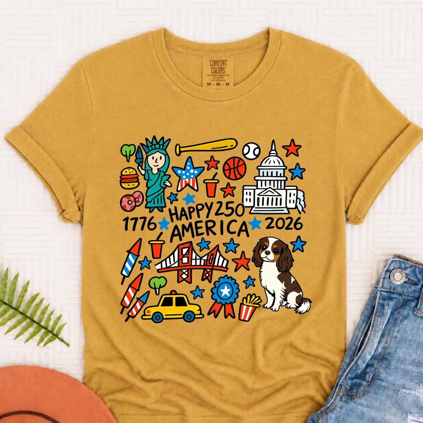 T-Shirt Mustard / S Custom Cavalier America 250th Birthday Unisex TShirt