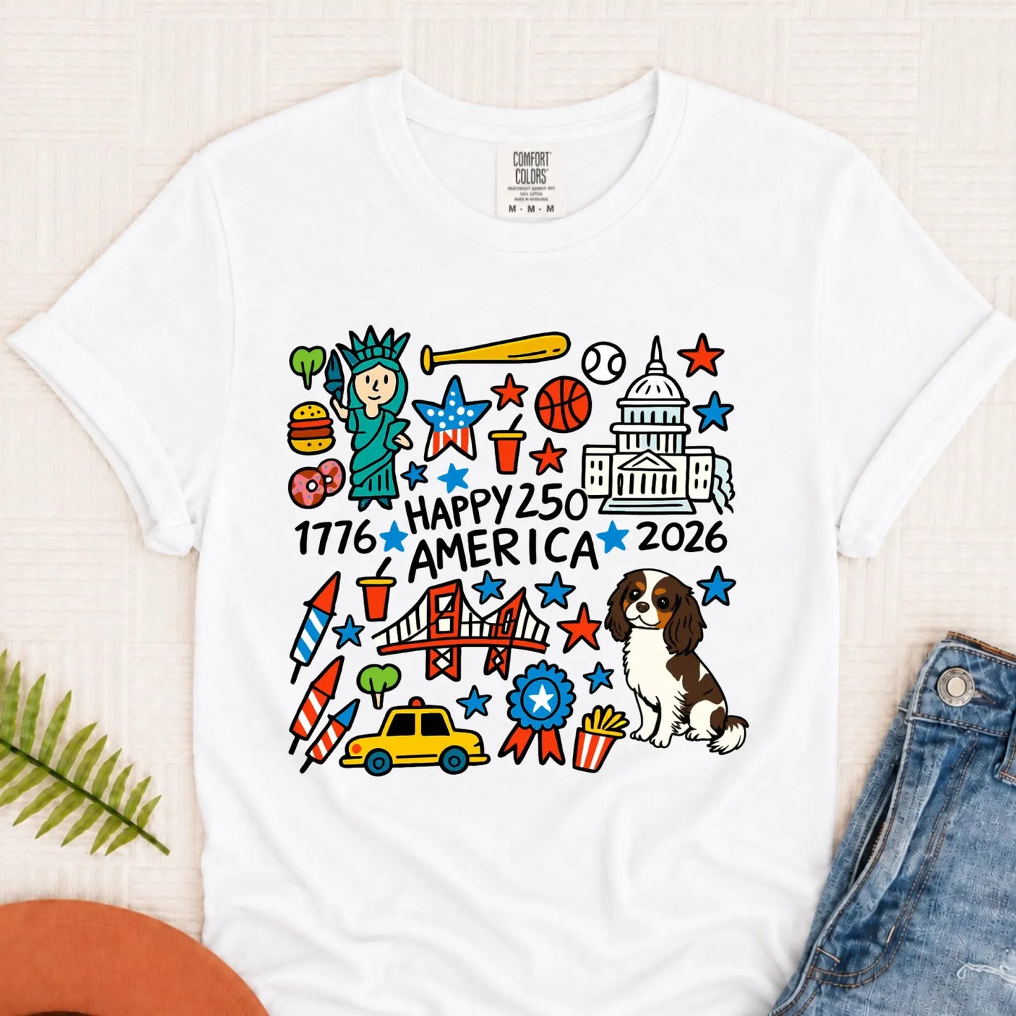 T-Shirt White / S Custom Cavalier America 250th Birthday Unisex TShirt