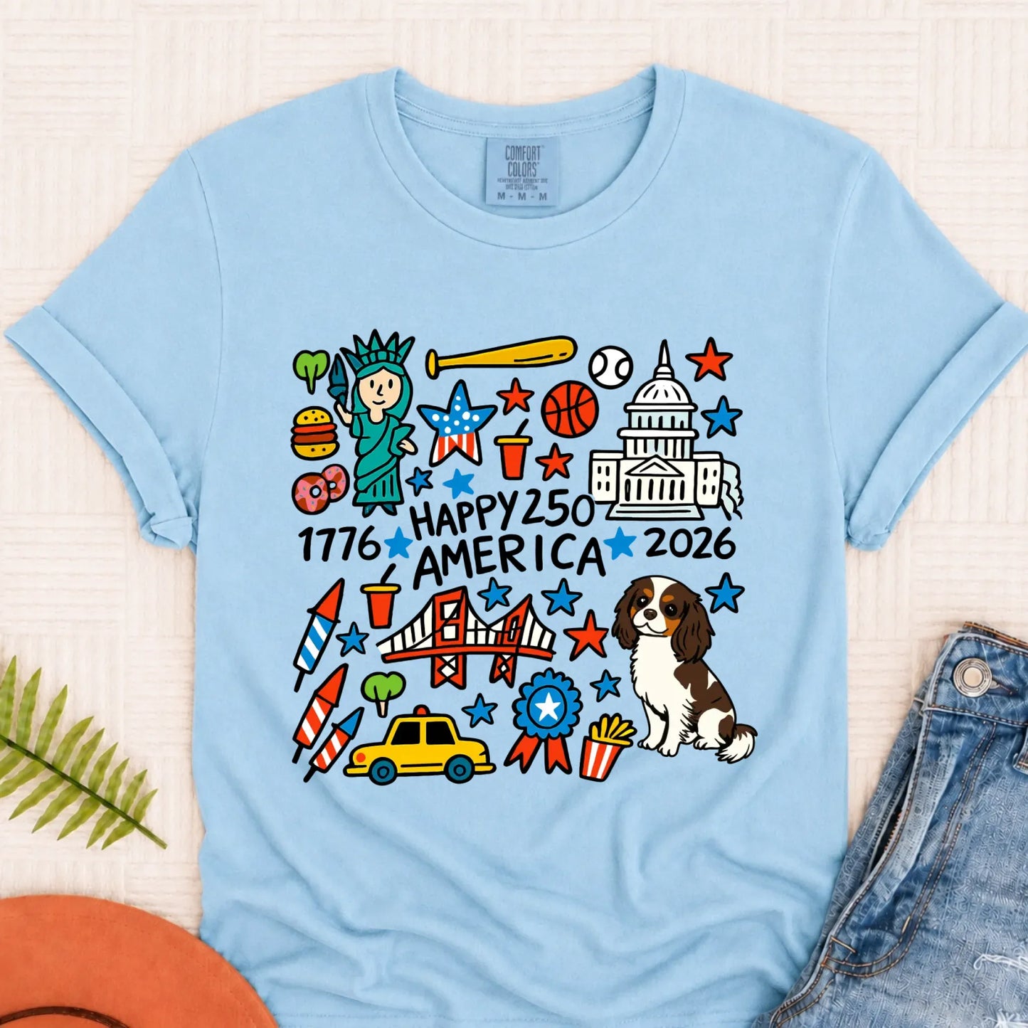 T-Shirt Chambray / S Custom Cavalier America 250th Birthday Unisex TShirt