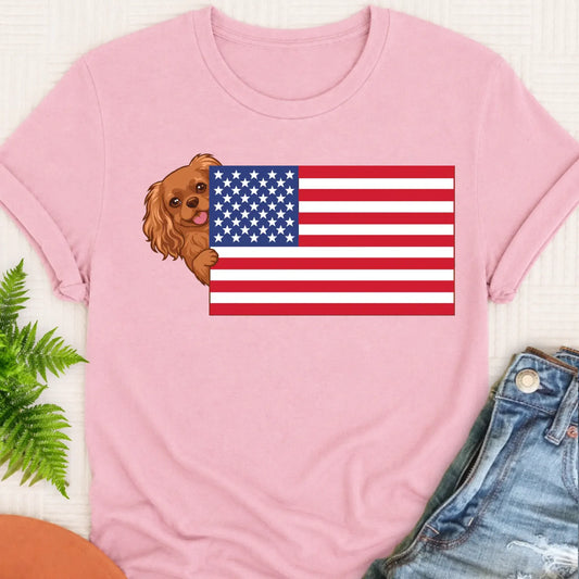Custom Cavalier American USA Flag Unisex Tshirt Blossom