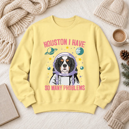 Customizer 1466 LW Sweatshirt Light / Butter / S Custom Cavalier Astronaut Space Unisex Sweatshirt