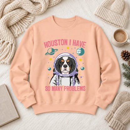 Customizer 1466 LW Sweatshirt Light / Peachy / S Custom Cavalier Astronaut Space Unisex Sweatshirt