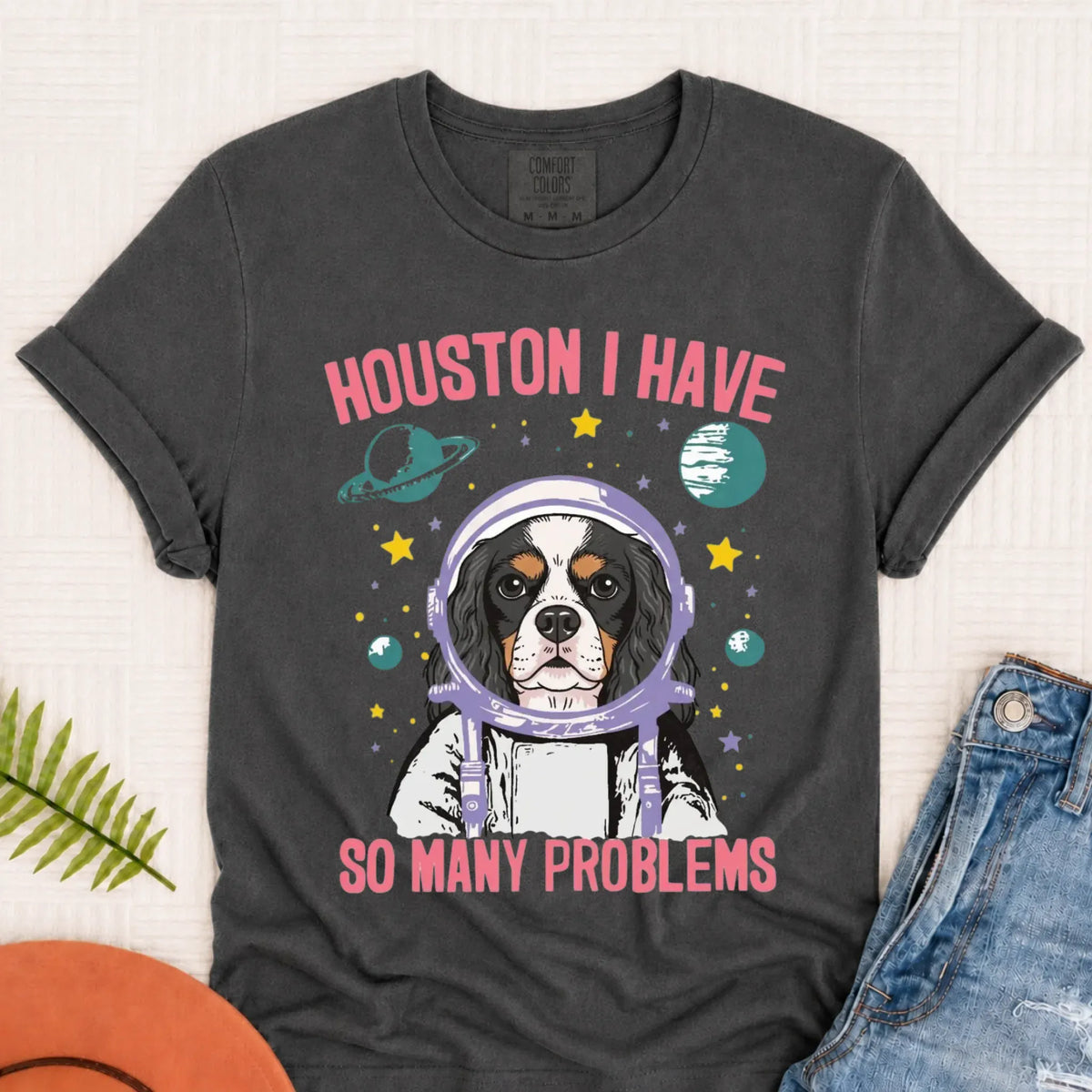 Customizer Monster Dark 1717 / Pepper / S Custom Cavalier Astronaut Space Unisex TShirt