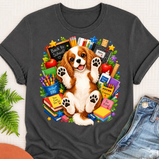 Custom Cavalier Back to School Teacher Unisex Tshirt Pepper