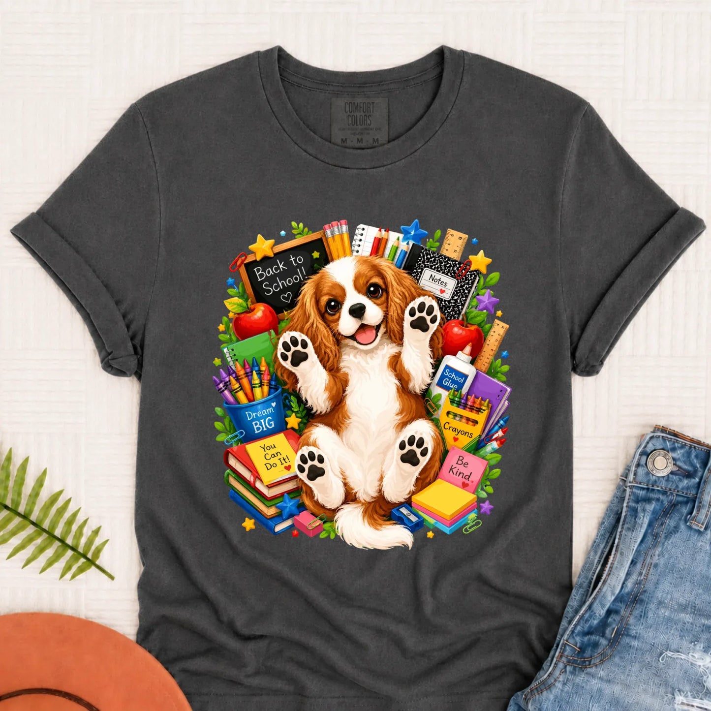 Custom Cavalier Back to School Teacher Unisex Tshirt Pepper