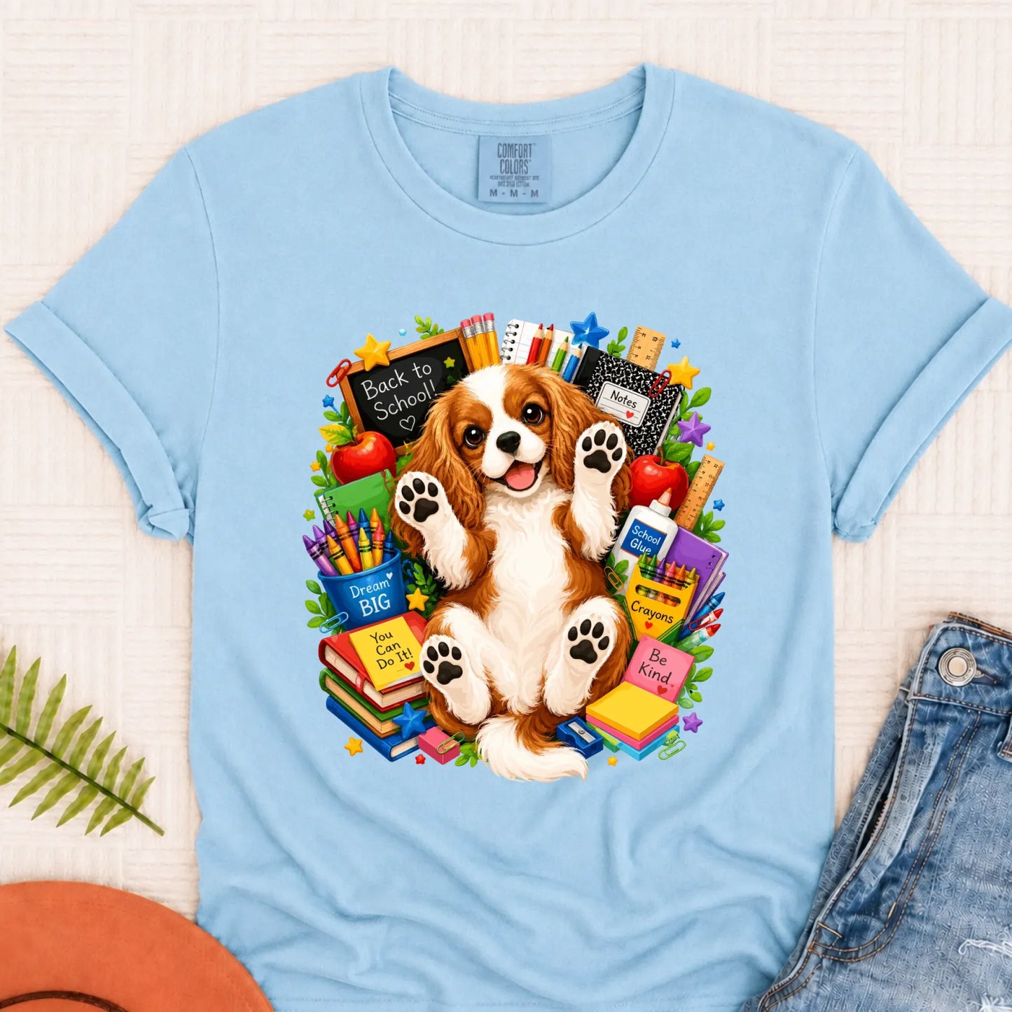 Custom Cavalier Back to School Teacher Unisex Tshirt Chambray