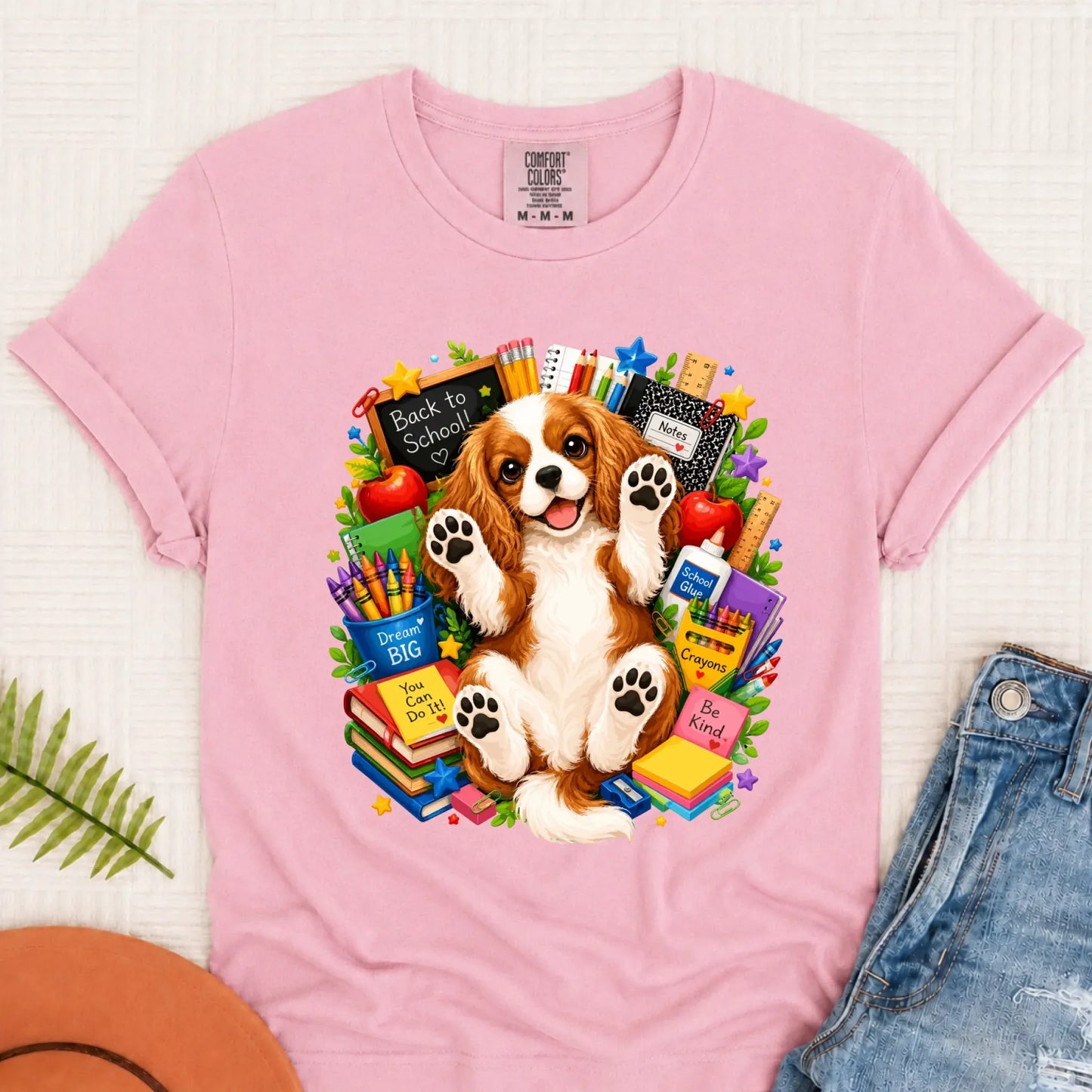 Custom Cavalier Back to School Teacher Unisex Tshirt Blossom