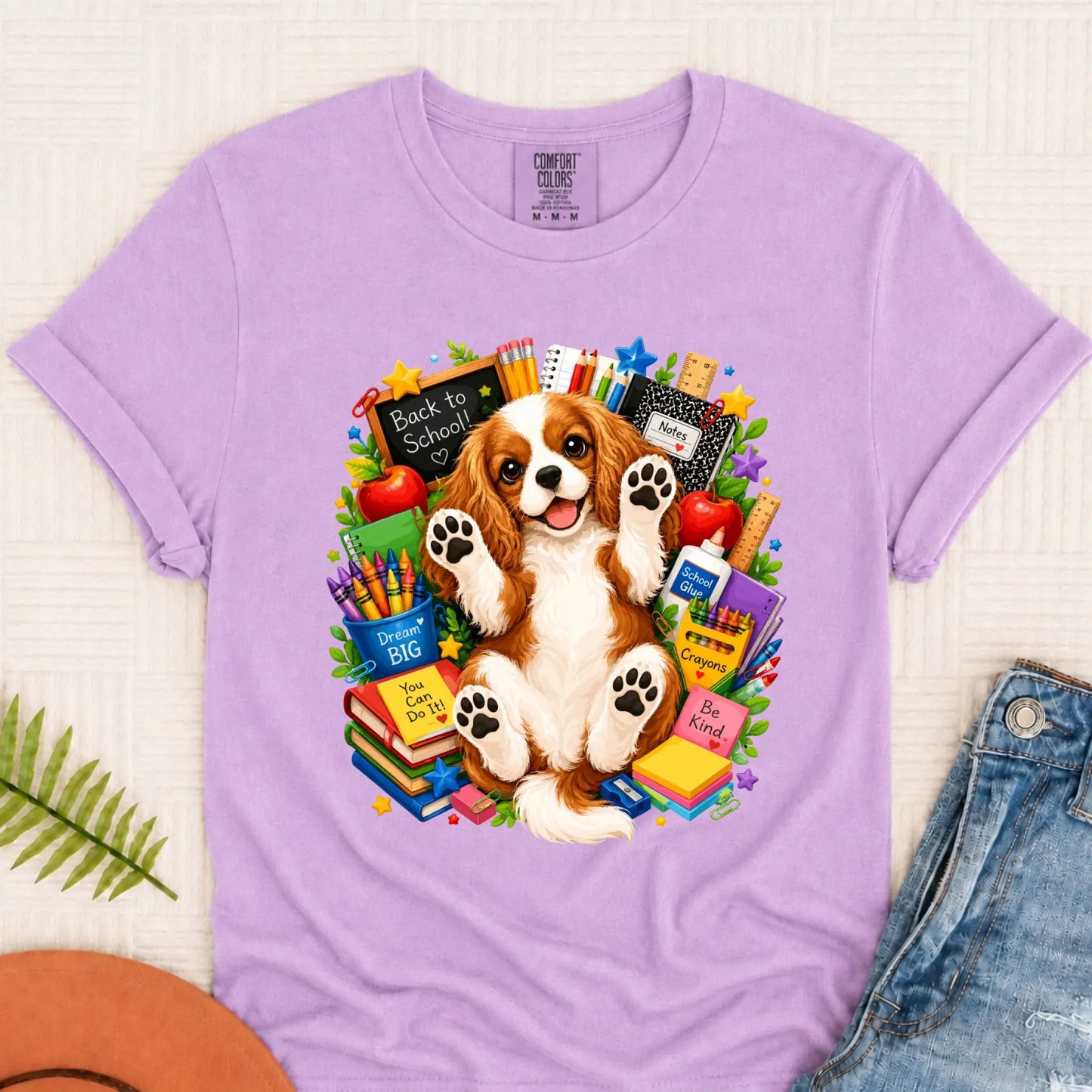 Custom Cavalier Back to School Teacher Unisex Tshirt Orchid