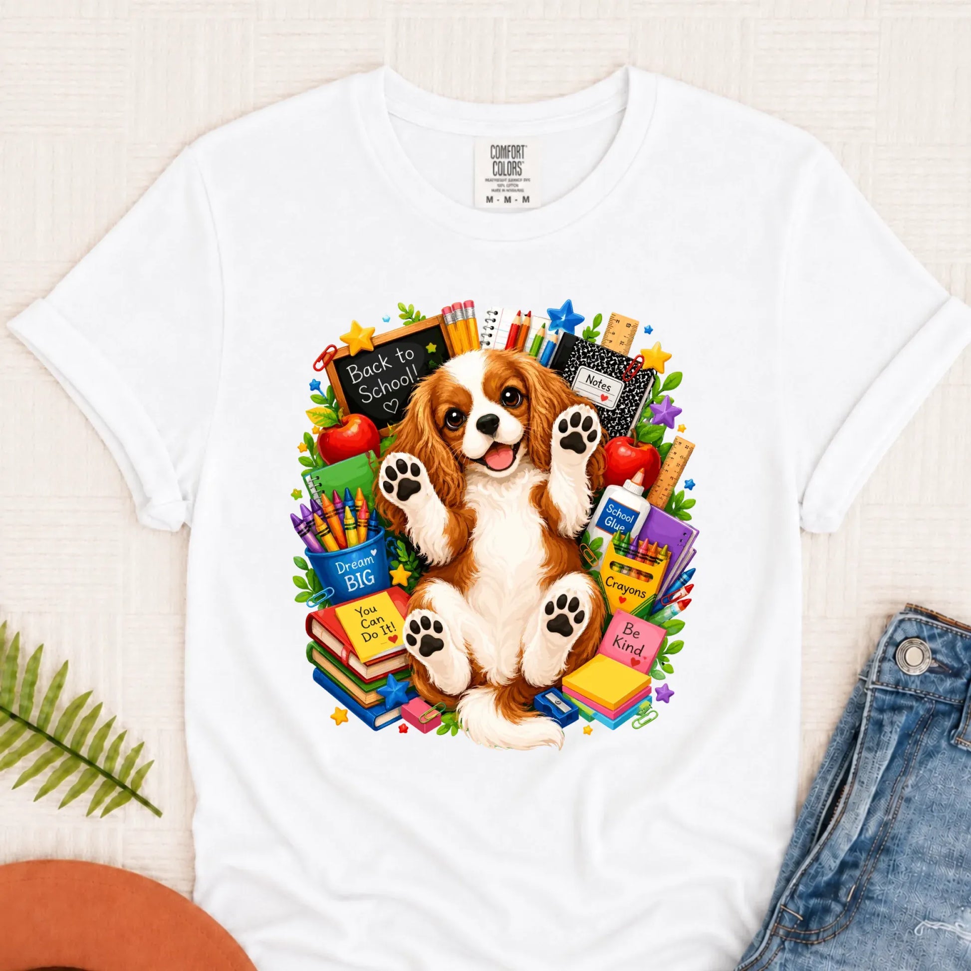 Custom Cavalier Back to School Teacher Unisex Tshirt White