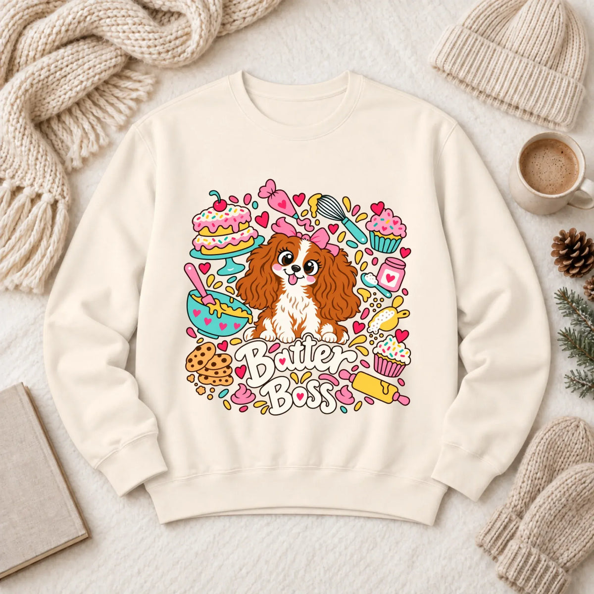 Custom Cavalier Baker Baking Unisex Sweatshirt Ivory