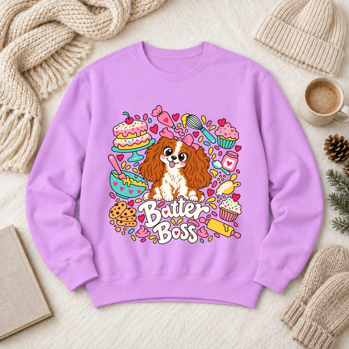 Custom Cavalier Baker Baking Unisex Sweatshirt Neon Violet
