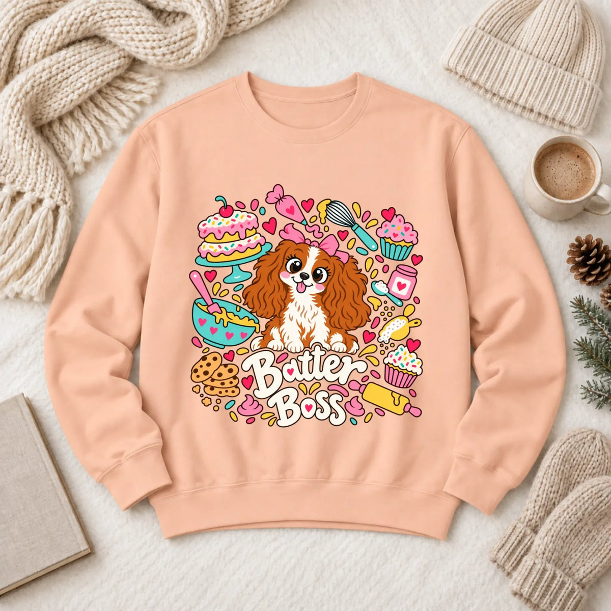 Custom Cavalier Baker Baking Unisex Sweatshirt Peachy