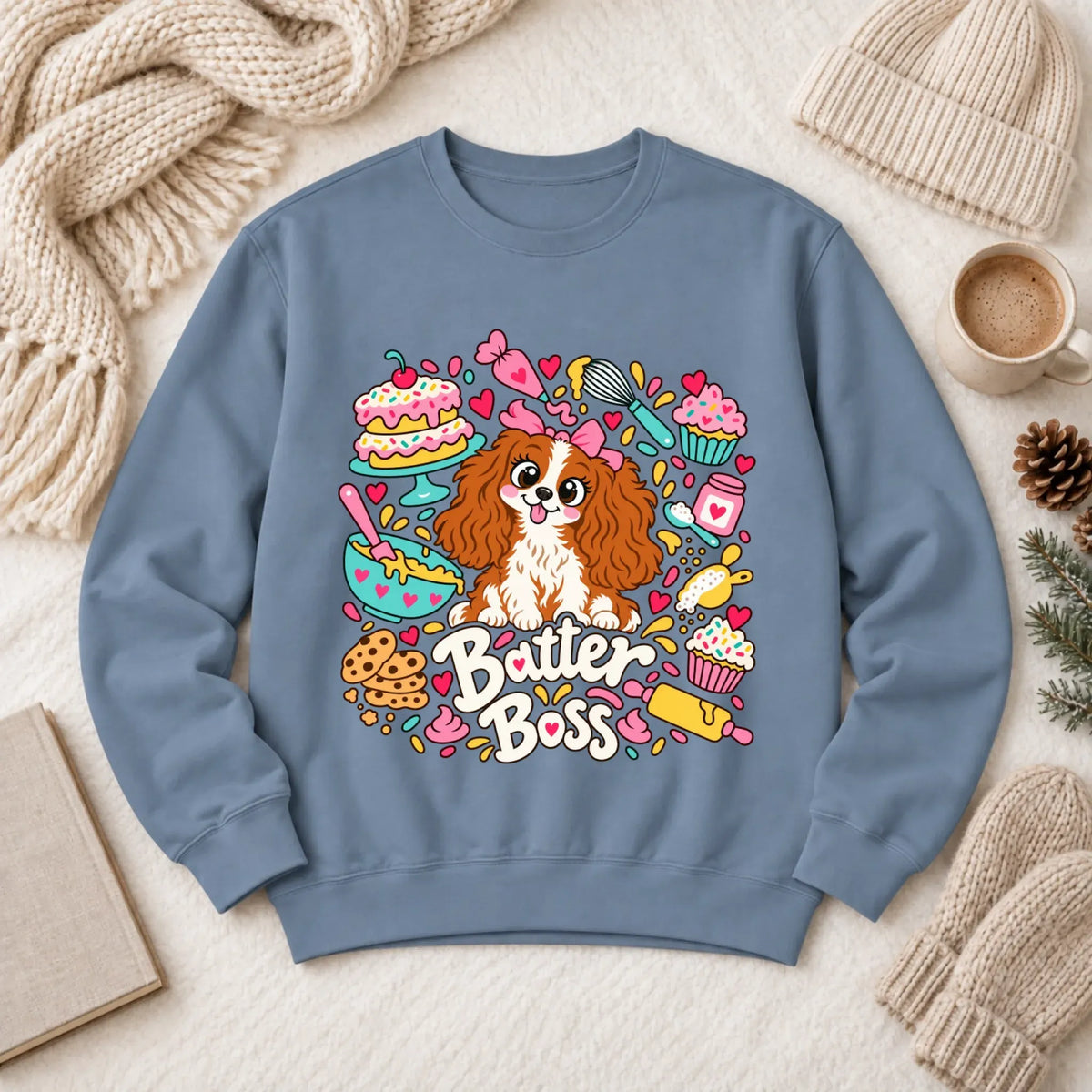 Custom Cavalier Baker Baking Unisex Sweatshirt Blue Jean