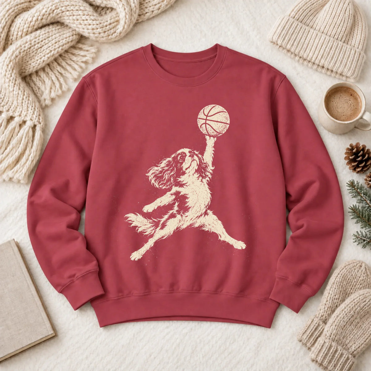 Sweatshirt Crimson / S Custom Cavalier Basketball Slam Dunk Unisex Sweatshirt