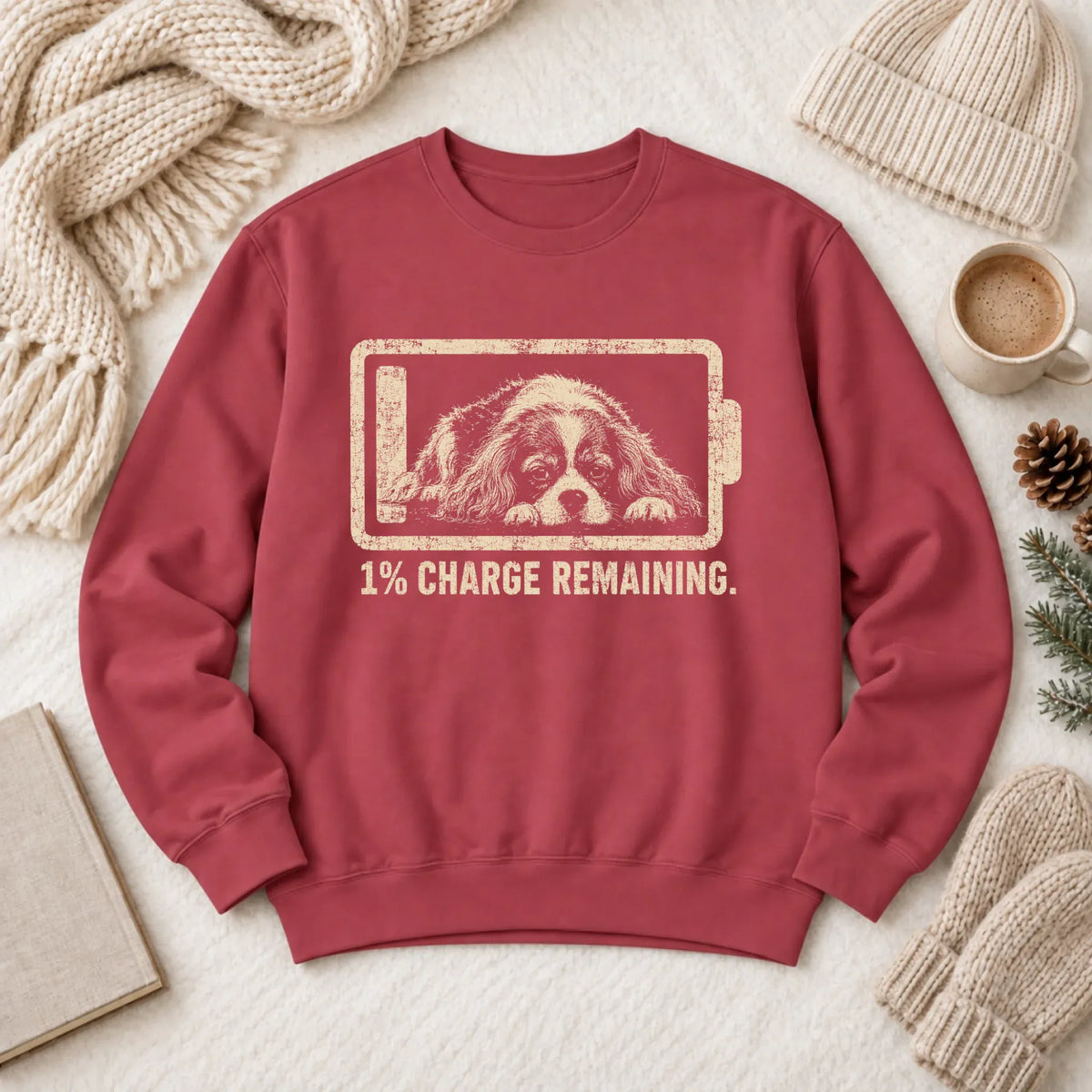 Custom Cavalier Battery Low Unisex Sweatshirt Crimson