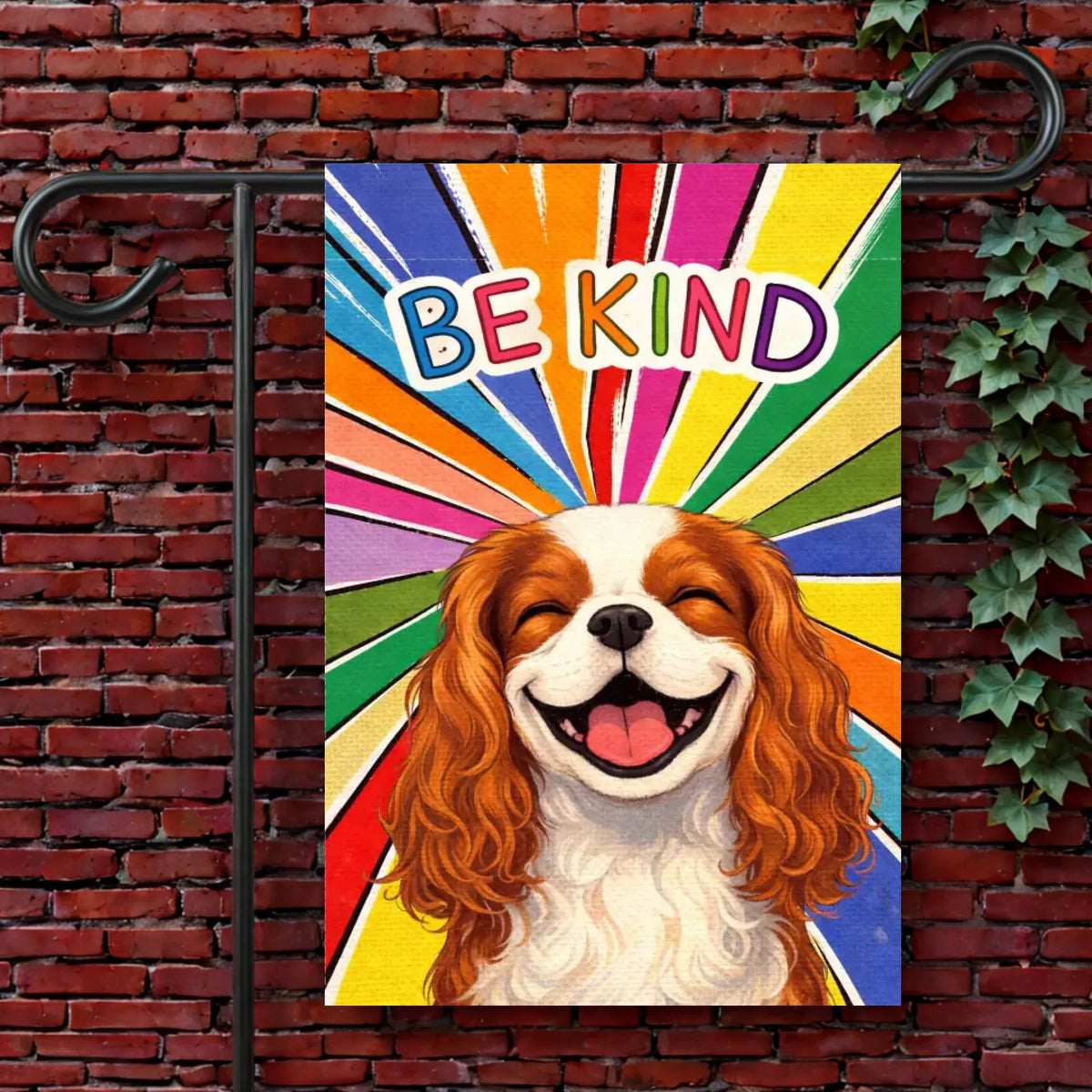 Custom Cavalier Be Kind Rainbow Yard Garden Flag 12'' × 18''